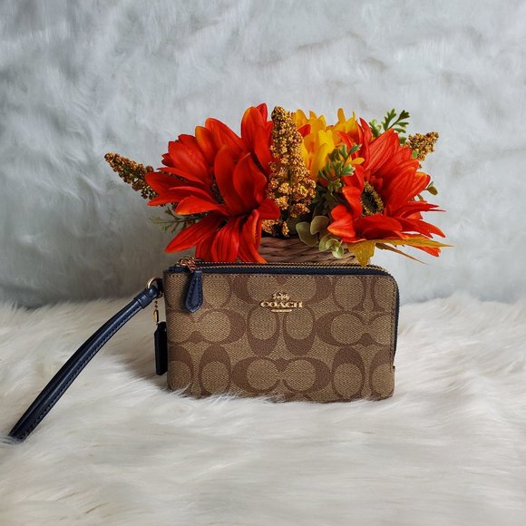 Coach Handbags - DOUBLE CORNER ZIP WRISTLET IN SIGNATURE CANVAS